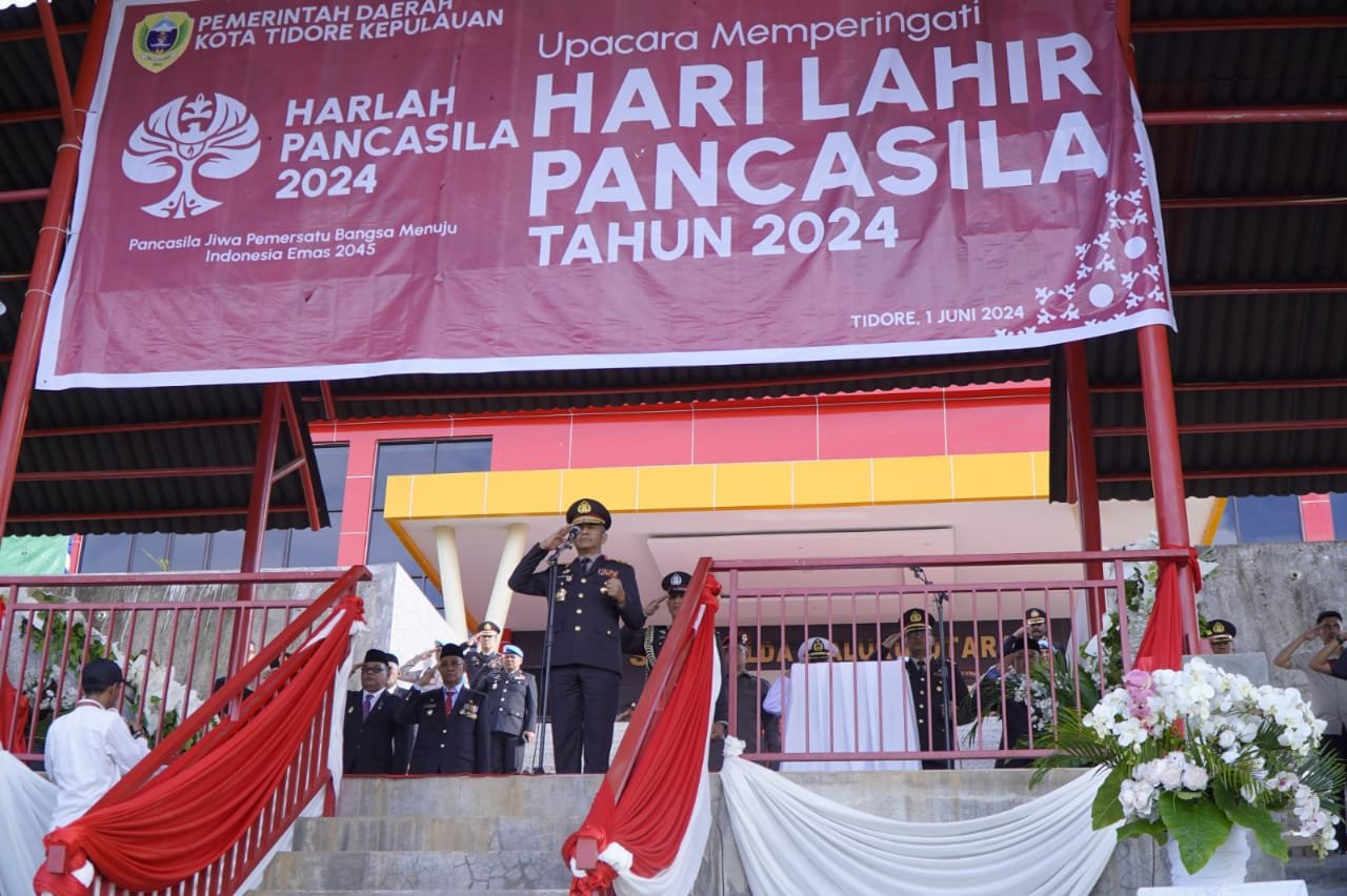 Upacara Peringatan Harlah Pancasila 2024 di Kota Tidore Kepulauan Sukses Dihelat di Lapangan SPN Polda Malut