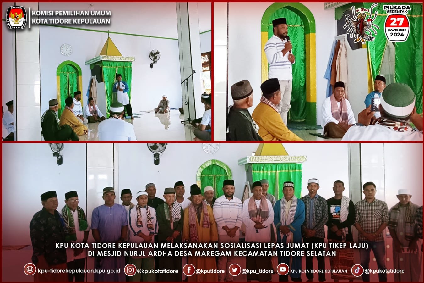 KPU Kota Tidore Melaksanakan Sosialisasi Lepas Jumat Di Desa Maregam