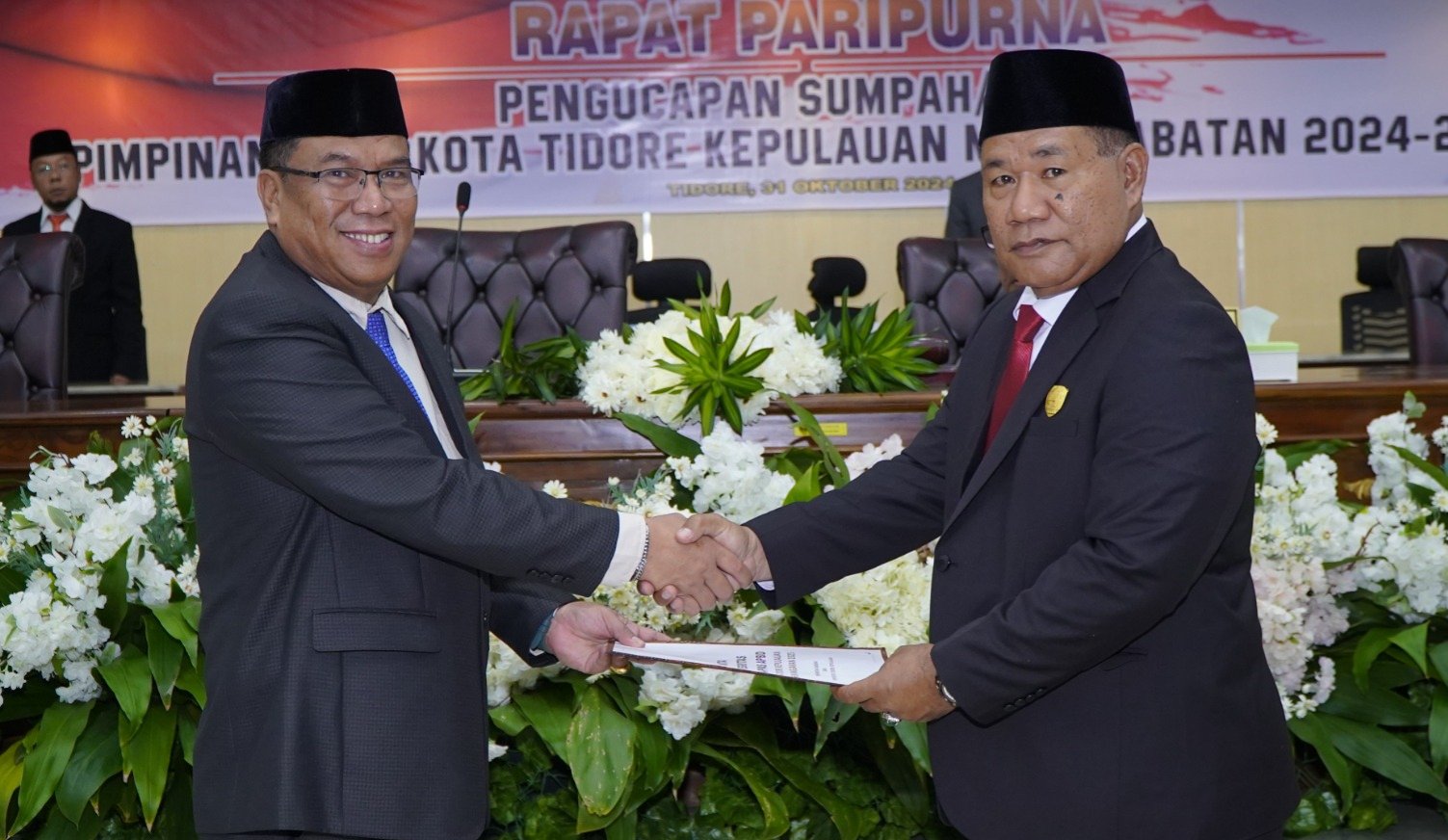 Sekda Hadiri Paripurna Pengucapan Sumpah Dan Janji Pimpinan DPRD Kota Tidore Kepulauan Periode 2024-2029