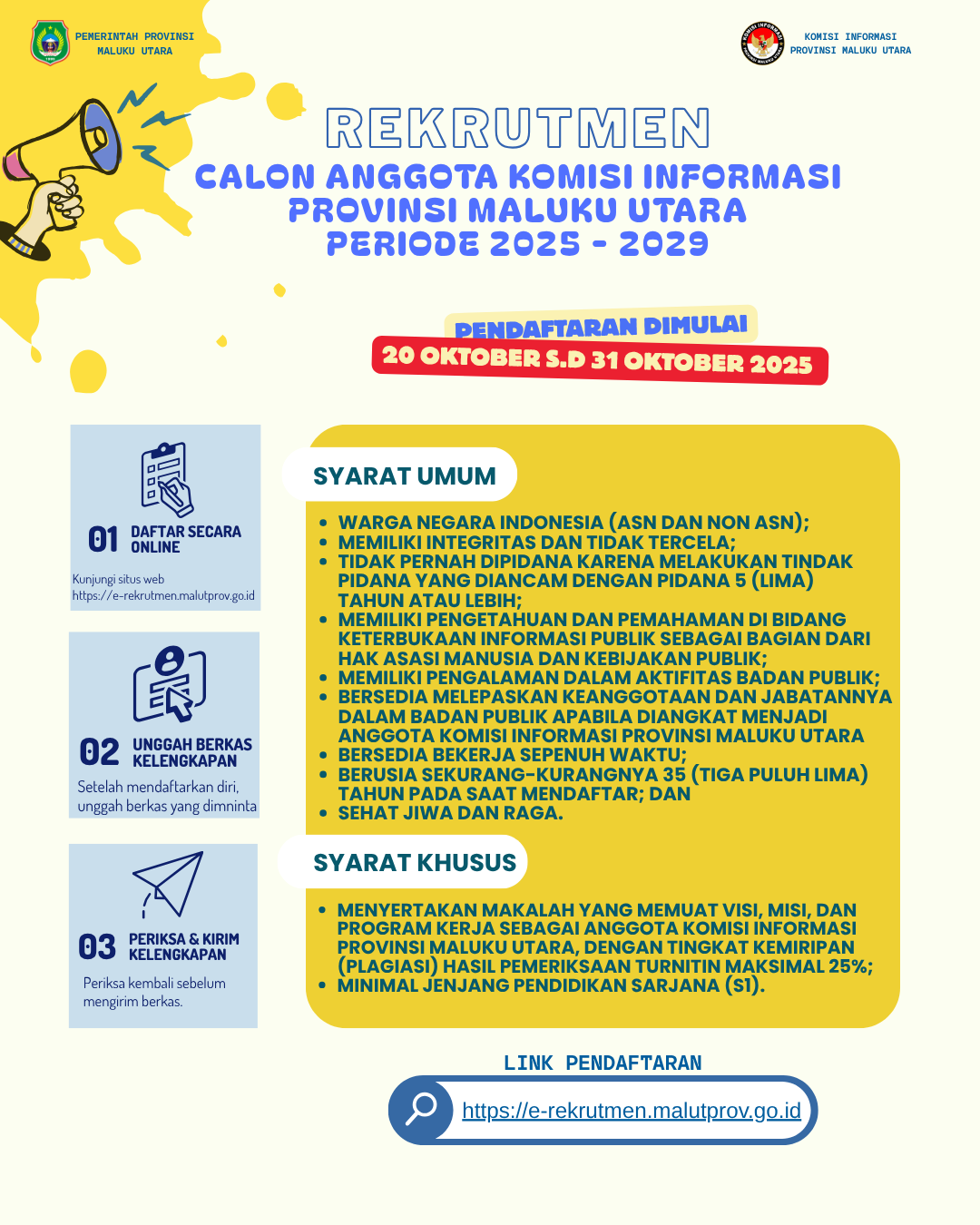Pemprov Maluku Utara Buka Rekrutmen Calon Anggota Komisi Informasi Periode 2025–2029