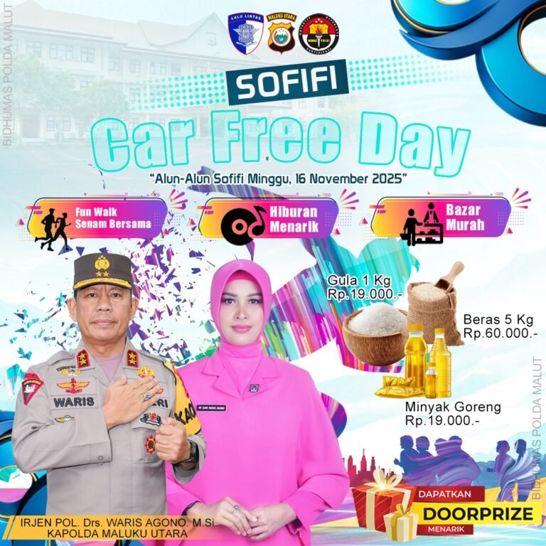Polda Malut Gelar Car Free Day Perdana di Sofifi, Ajak Warga Hidup Sehat dan Tertib Lalu Lintas