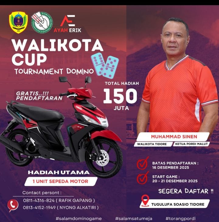 Menjabat Ketua PORDI Malut, Muhammad Senin Adakan Lomba Domino Walikota Cup